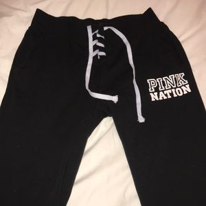 PINK lace up joggers